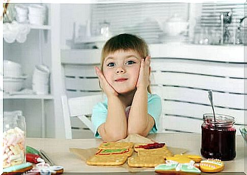 little girl with celiac disease preparing a snack