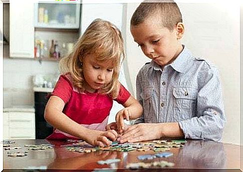 Children doing a puzzle