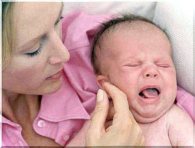 Newborn baby cries from hunger