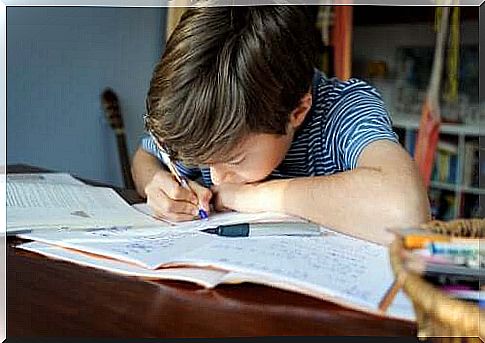 Child doing homework.