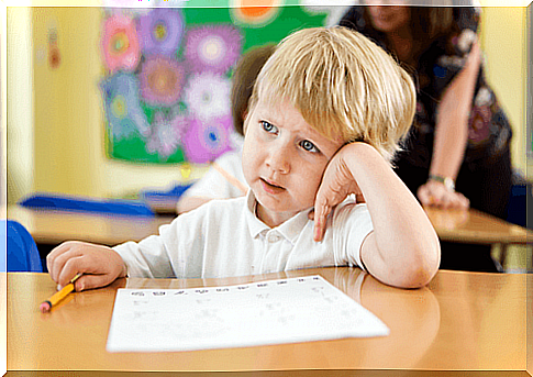 Child distracted during the lesson at school