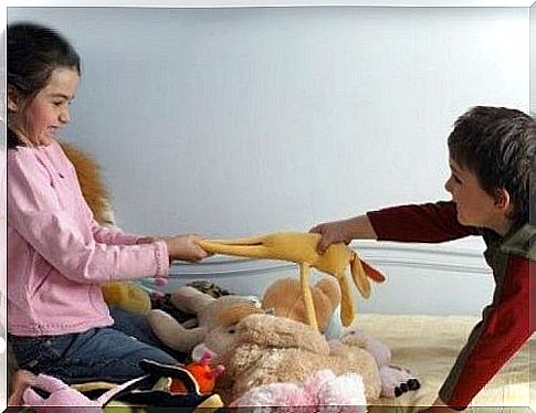 Selfish children: siblings who want the same toy
